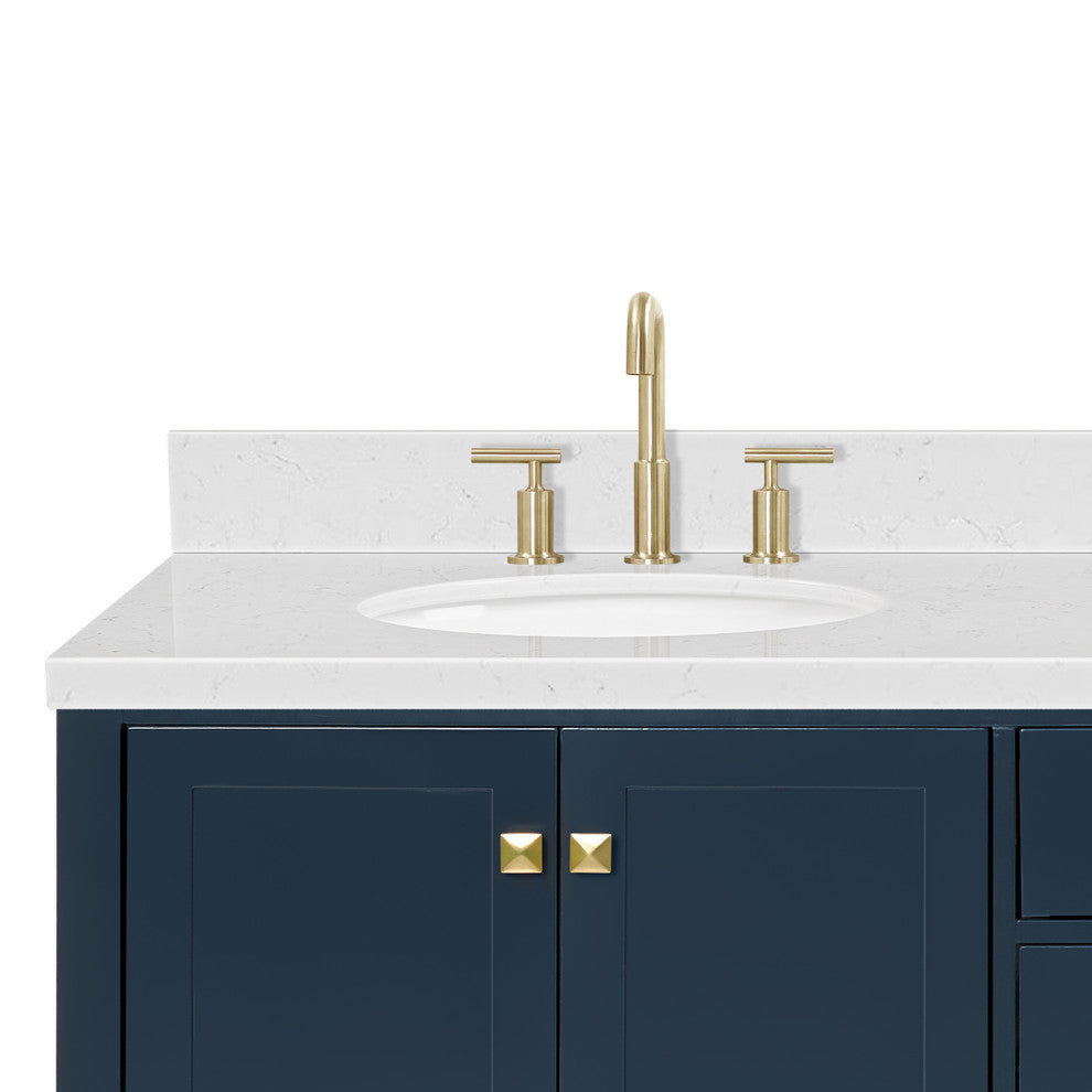 Ariel Cambridge 72" Double Oval Sinks Vanity, Carrara Quartz