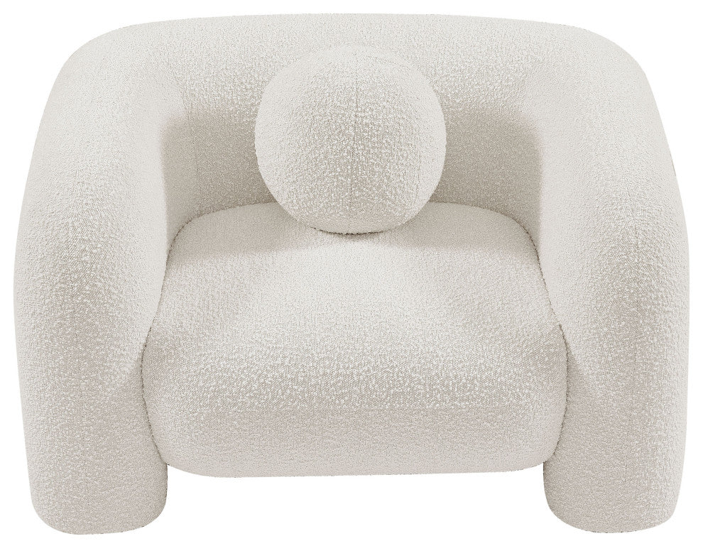 Emory Boucle Fabric Upholstered Upholstered Chair, Cream