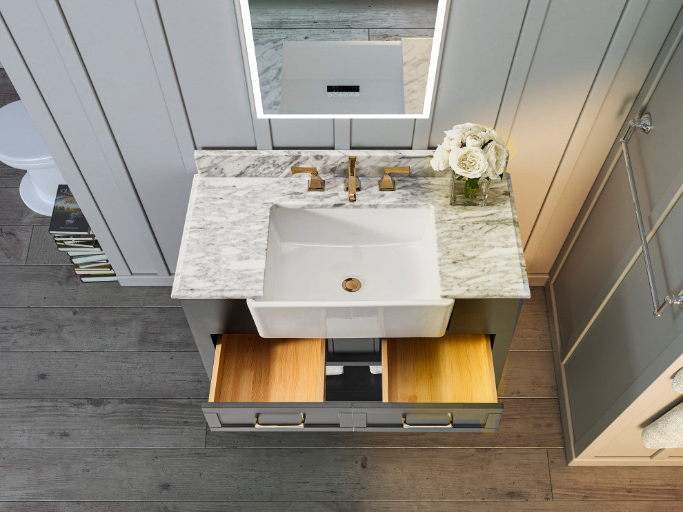 Hayley Bathroom Vanity Set, Sea Cloud Gray, 36"