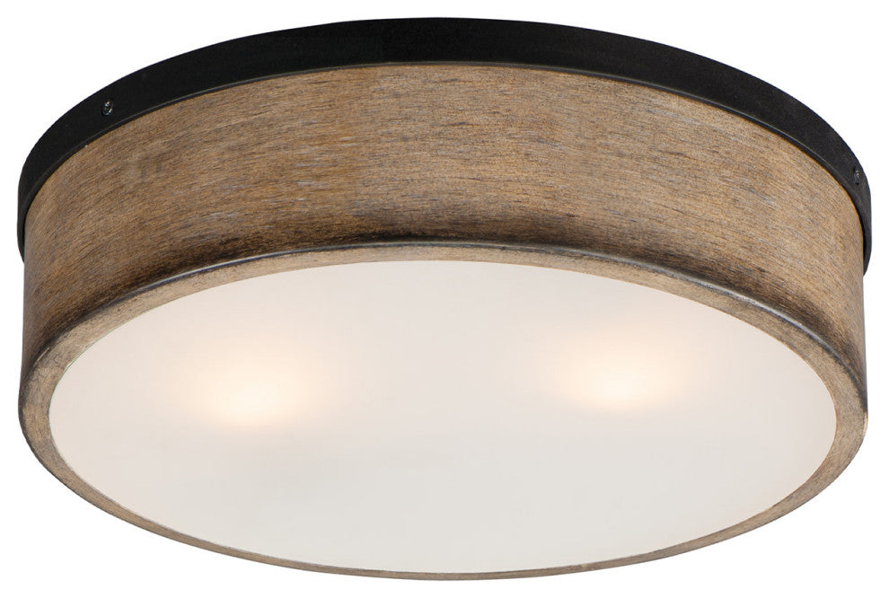 Maxim 14440 Franklin 2 Light 14"W Flush Mount Drum Ceiling - Driftwood / Black