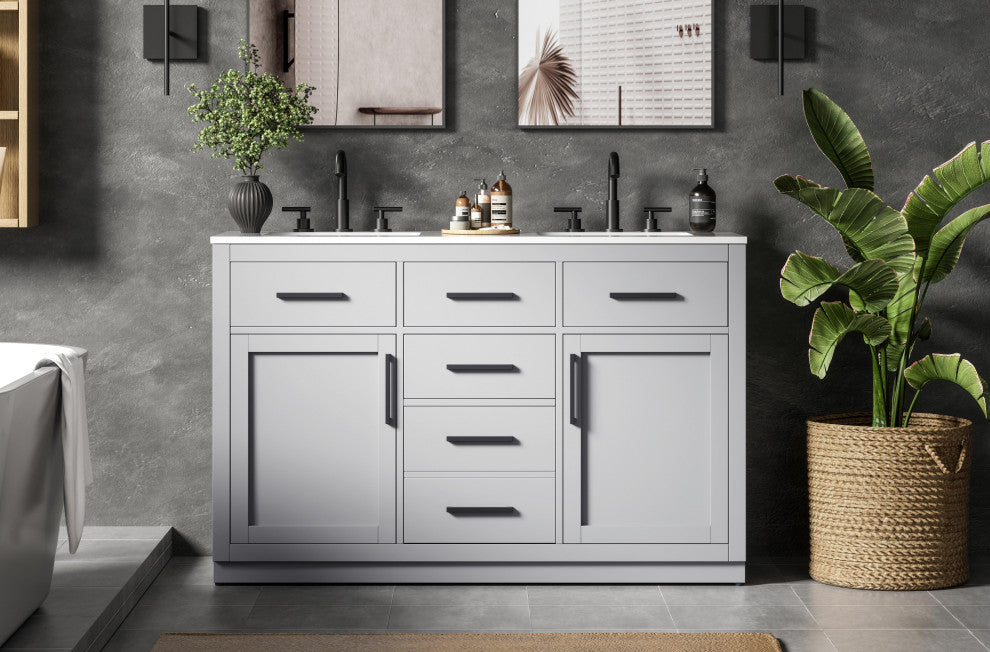 Home Living 54" Double Bathroom Vanity, Grey