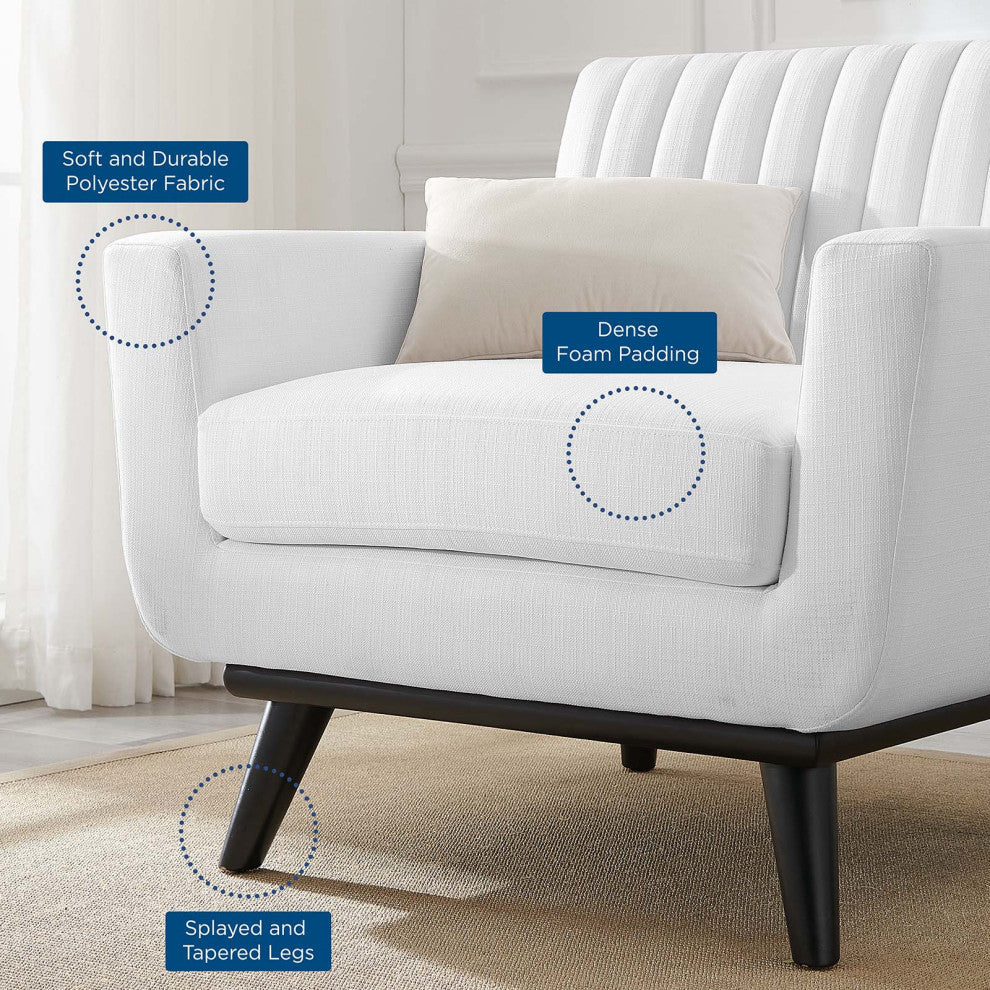 Engage Channel Tufted Fabric Armchair White