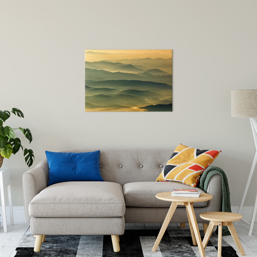 Foggy Mountain Layers at Sunset Landscape Photo Canvas Prints, 24" X 36"