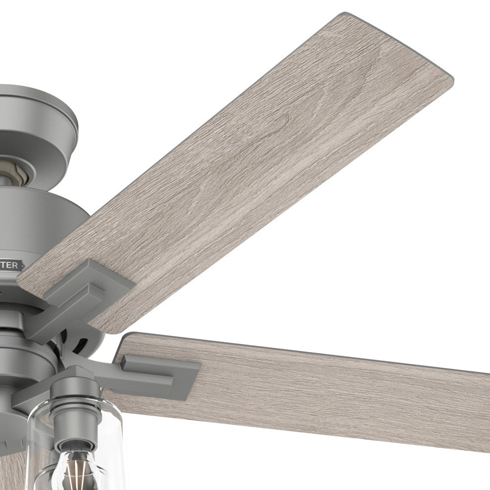 Hunter 52" WiFi Techne Ceiling Fan, LED Kit, Remote, Matte Silver