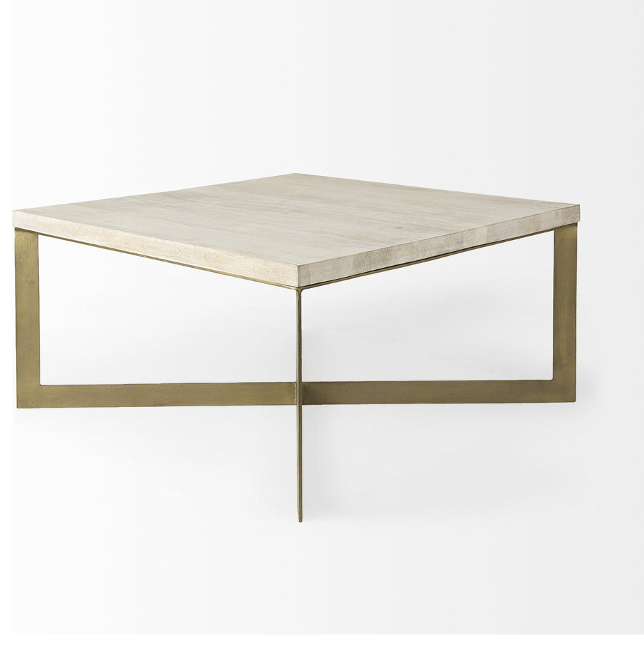 Light Brown Wood And Metal Coffee Table