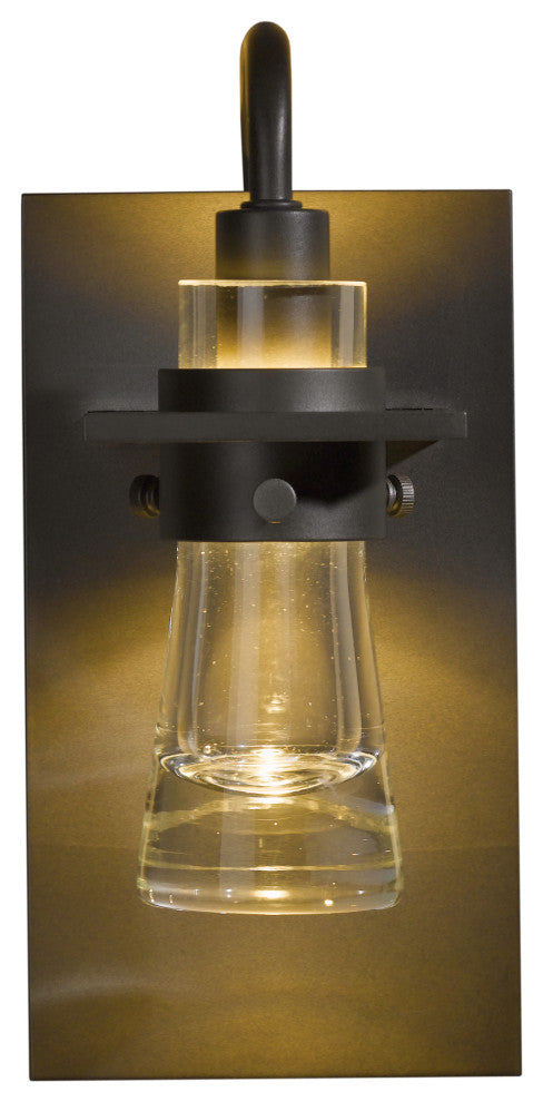 Erlenmeyer Sconce, Dark Smoke Finish, Clear Glass