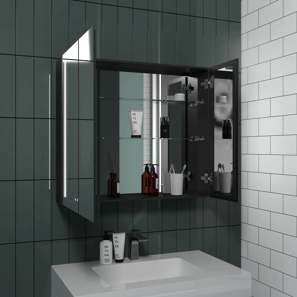Surface Mount Bath Medicine Cabinet, Mirror and Shelves, 34"