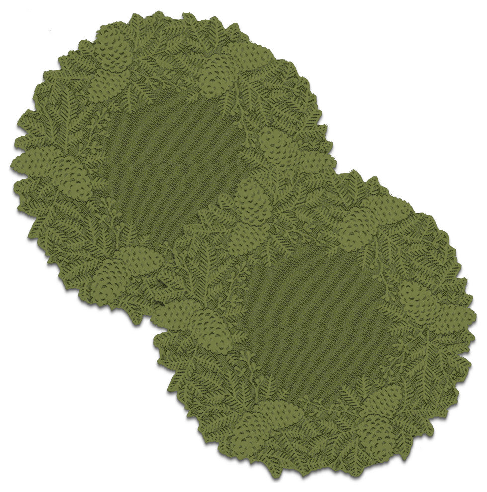 Highland Pine 20" Doily/Charger, Set of 2, Aspen Green