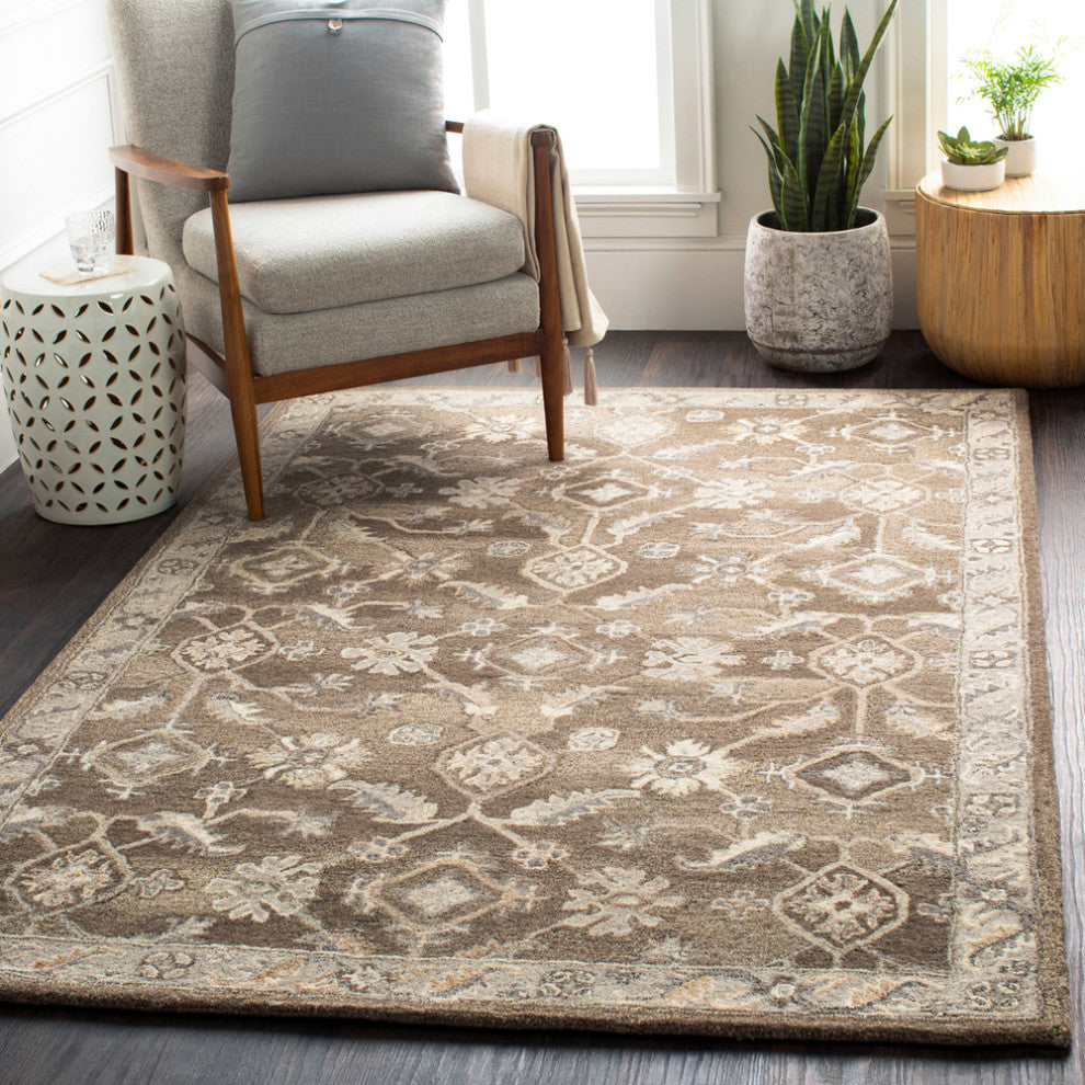Surya Caesar CAE-1200 Traditional Area Rug, Dark Brown, 10' x 14' Rectangle