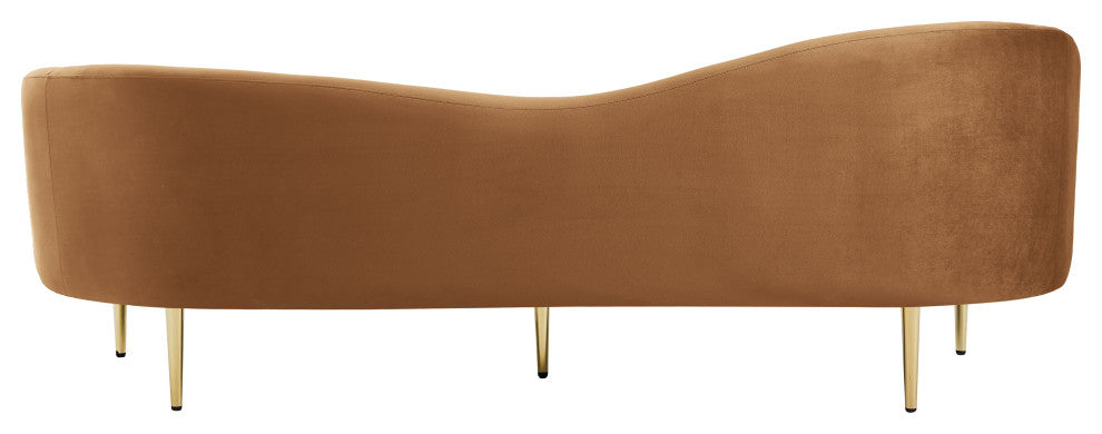 Ritz Velvet Upholstered Sofa, Saddle