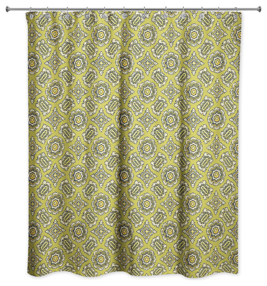 Mandala Pattern in Green Shower Curtain