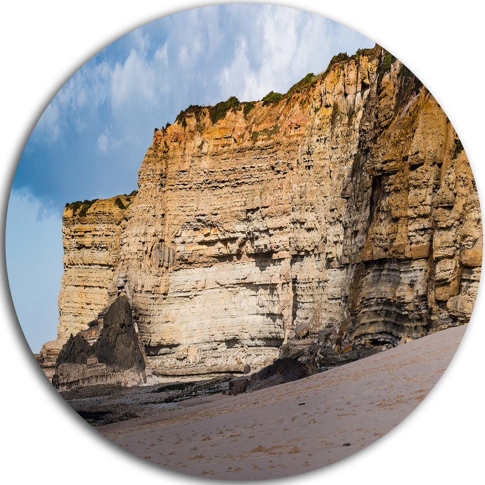 Portuguese Atlantic Coast Panorama, Landscape Disc Metal Wall Art, 36"