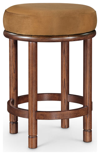 Monette Upholstered Bar and Counter Stool, Saddle, Velvet, Brown Finish