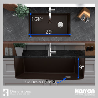 Karran Undermount Quartz Composite 32" Single Bowl Kitchen Sink, Brown