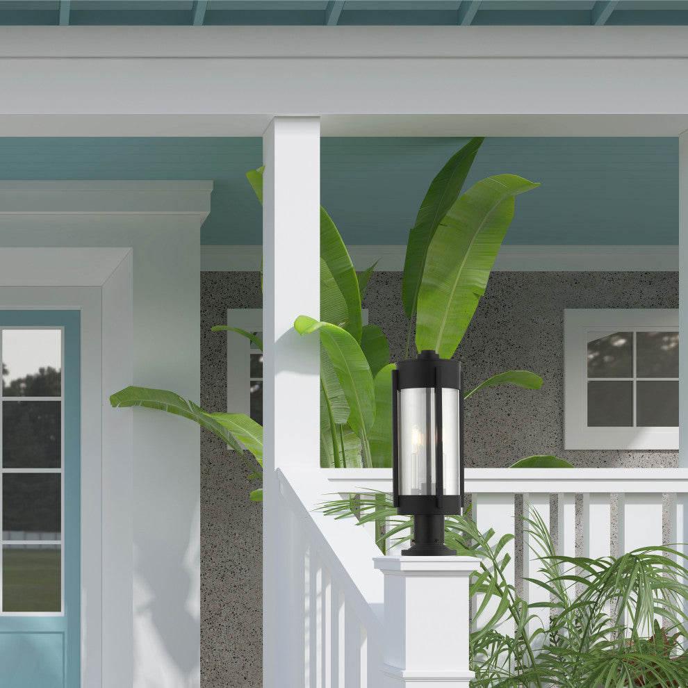 Sheridan 2 Light Black/Brushed Nickel Candles Medium Outdoor Post Top Lantern