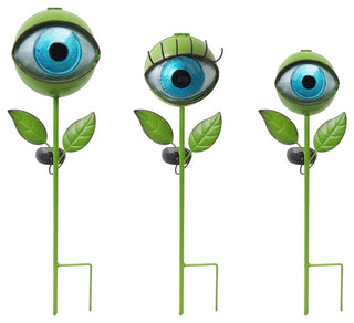 Assorted Sized 3 Piece Solar Lighted Eyeball Outdoor Garden Stakes