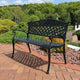 Sunnydaze 2-Person Black Checkered Cast Aluminum Outdoor Patio Garden Bench
