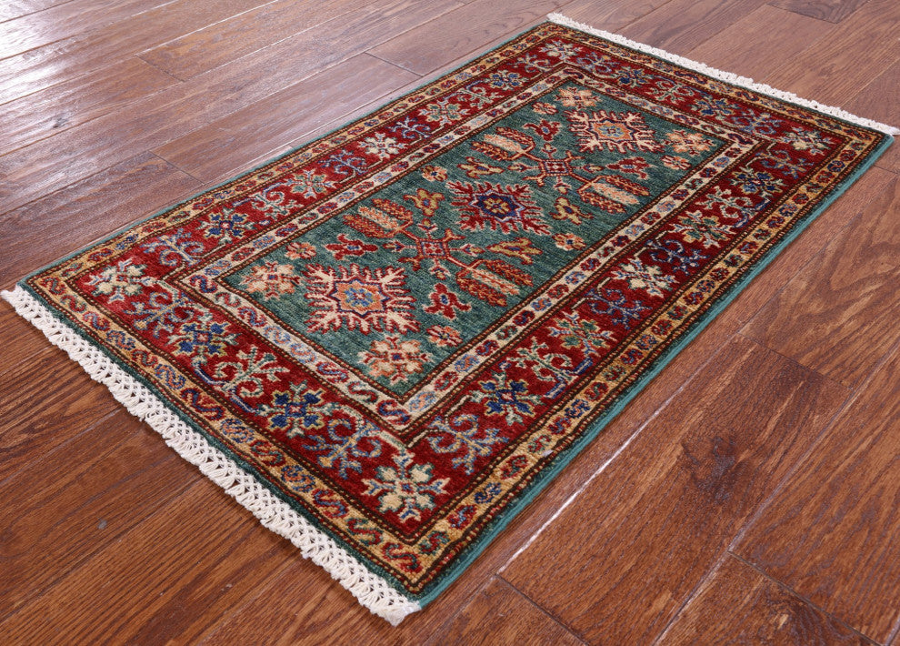 Super Kazak Handmade Wool Rug 1' 11" X 3' 1" - Q12981