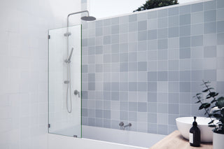 58.25"x24" Frameless Shower Bath Fixed Panel, Brushed Nickel