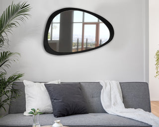 Natural Wood Framed Asymmetrical Mirror 44x30", Black