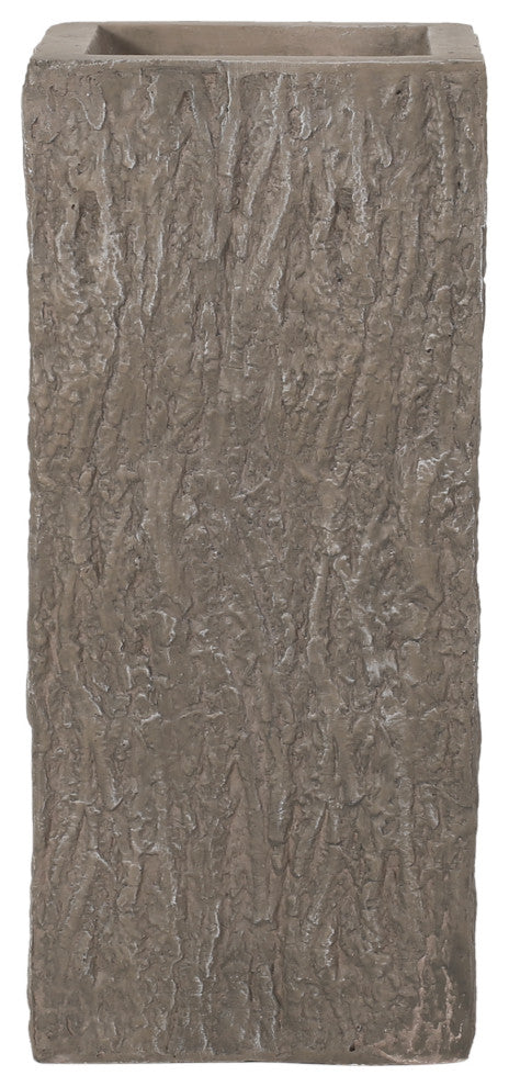 Berkamn Outdoor Large and Small Cast Stone Planters, Set of 2, Brown Wood