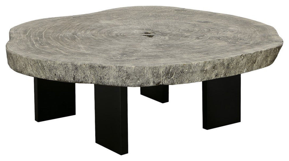 Floating Coffee Table with Black Legs, Gray Stone, Size Varies