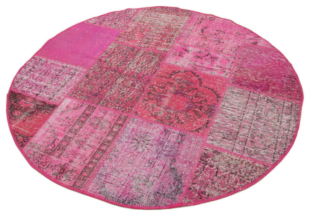Rug N Carpet - Handwoven Anatolian 5' 1" x 5' 1" Wool Round Patchwork Rug
