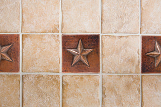 Hammered Copper Star Tile, 4"x4", Set of 4