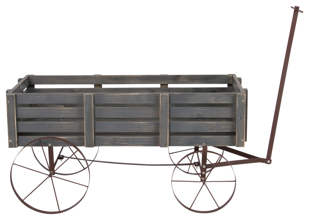 Shine Company 4944Gy Buckboards Garden Wagons Decorative Planter Gray