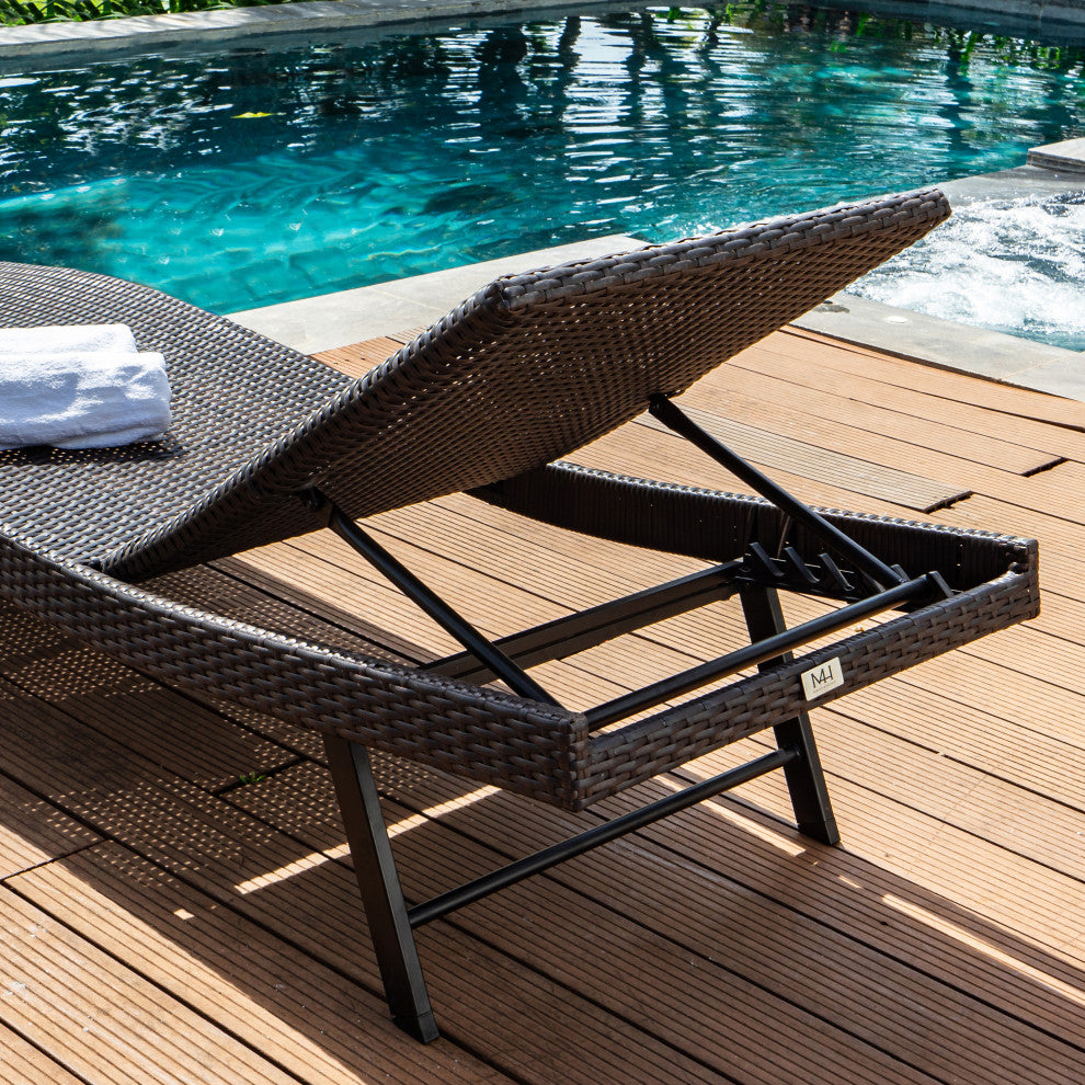 Set of 4 Faro Chaise Lounge - Dark Brown