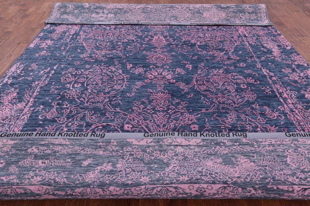 9' 1" X 12' 1" Handmade Persian Wool and Silk Rug Q6264