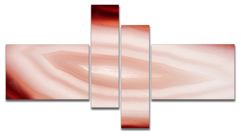 Agate with Chalcedony Geological Crystal, Abstract Canvas Art, 60"x32", 4 panels