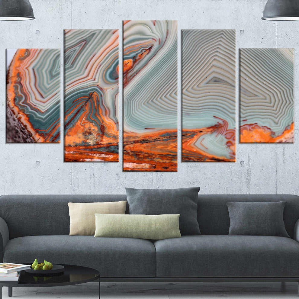 Beautiful Lake Superior Agate, Contemporary Canvas Art Print, 60"x32", 5 Panels