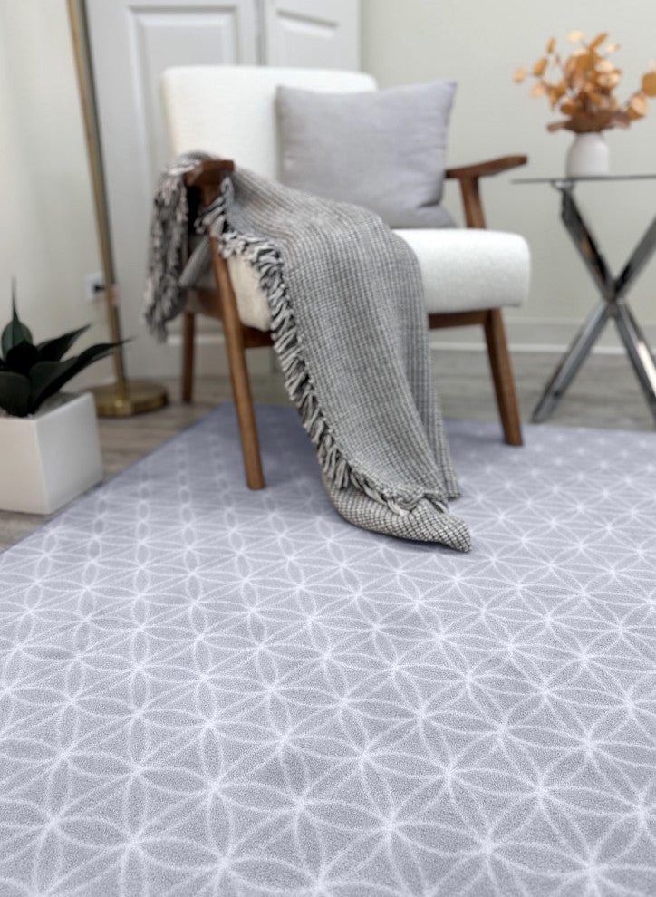 EYELET Soft Tactesse Nylon Area Rug with Anti-Stain Protection, Soft Blue, 5'x7'