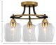 Paramount 3-Light Semi-Flush Light, Matte Black & Brass, 6" Clear Bubble Glass