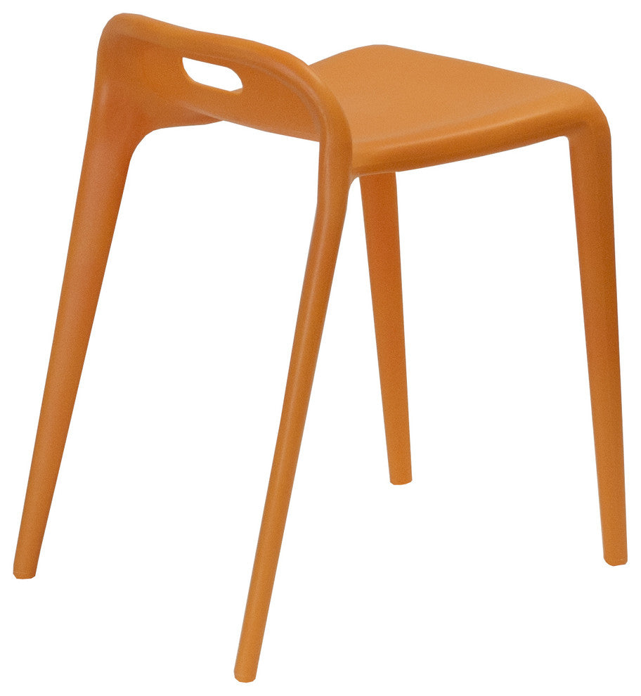 Mod Made Modern Stacking Plastic Stool Chair, Set of 2, Orange