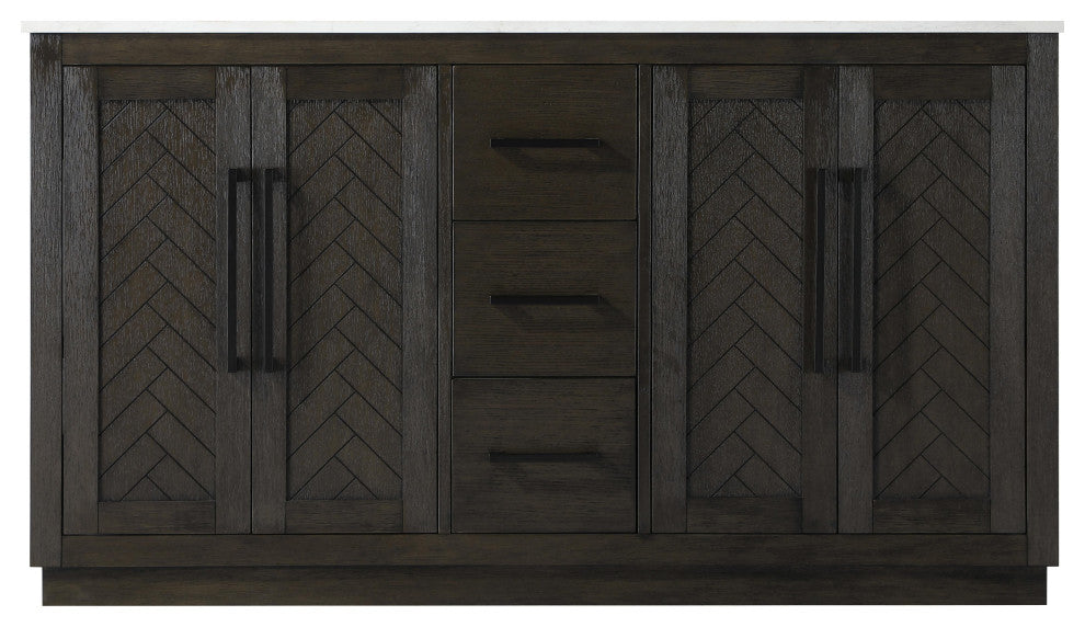 Home Living 60" Double Bathroom Vanity, Chocolate Oak