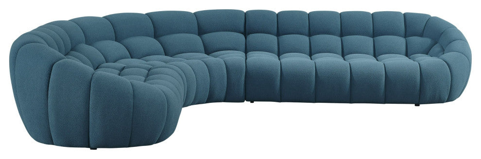 Divani Casa Yolonda Dark Teal Fabric Sectional Sofa