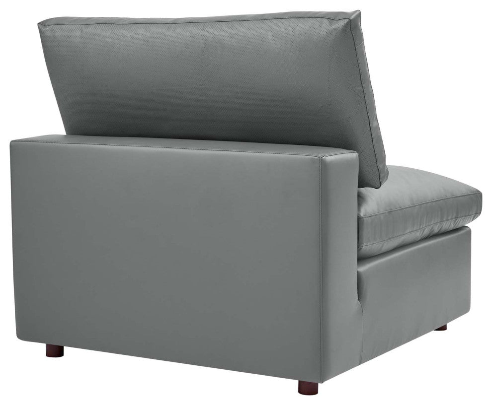 Commix Down Filled Overstuffed Vegan Leather 7-Piece Sectional Sofa - Gray