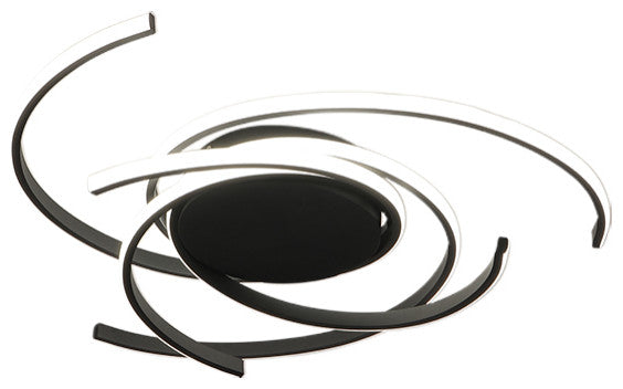 22" LED Semi Flush Mount Light Modern Ceiling Lamp, Black