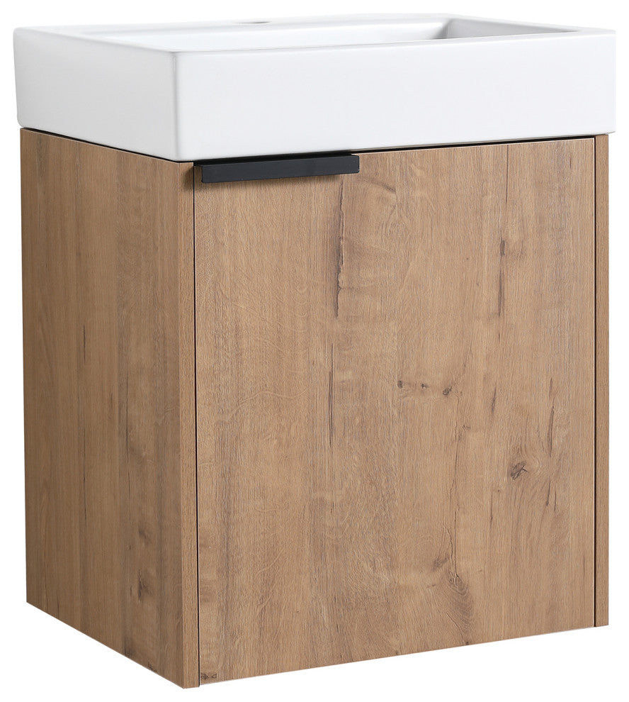 Wall-Mounted Bathroom Vanity With Ceramic Top and Basin