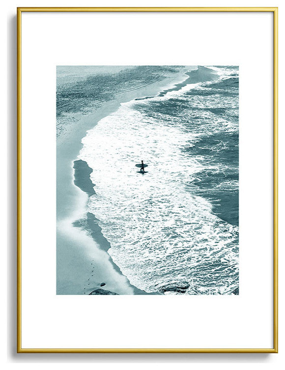 Gale Switzer Lone surfer slate Metal Framed Art Print