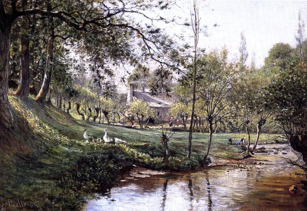 Ludovic Piette Landscape With Laundress Wall Decal