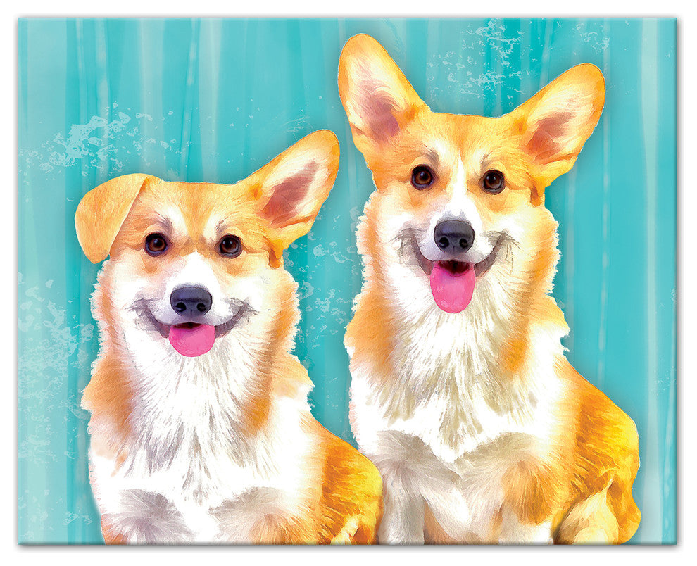 Corgi Dog Pals 8x10 Canvas Wall Art