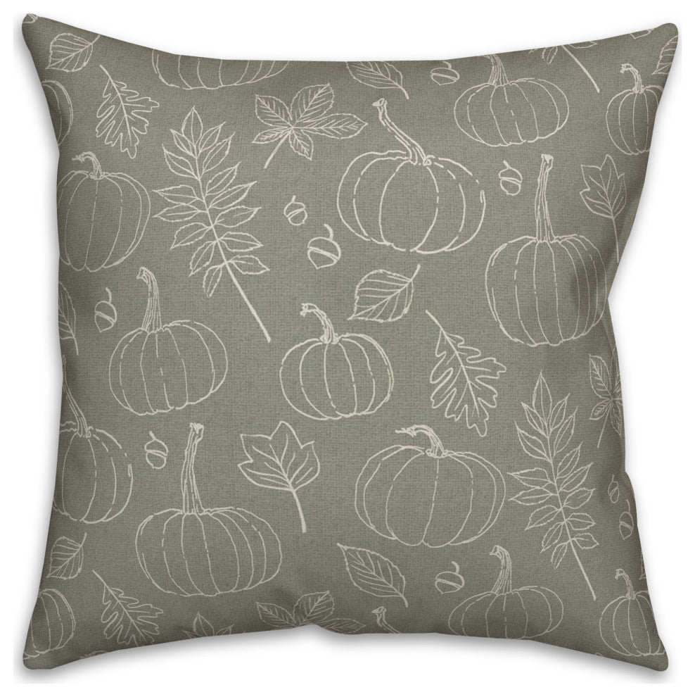 Green Fall Pattern 18x18 Spun Poly Pillow