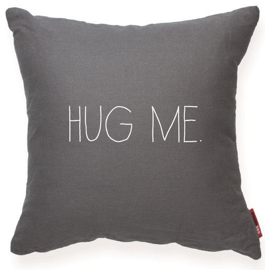 "Hug Me" Decorative Throw Pillow, Gray, 17"x17"