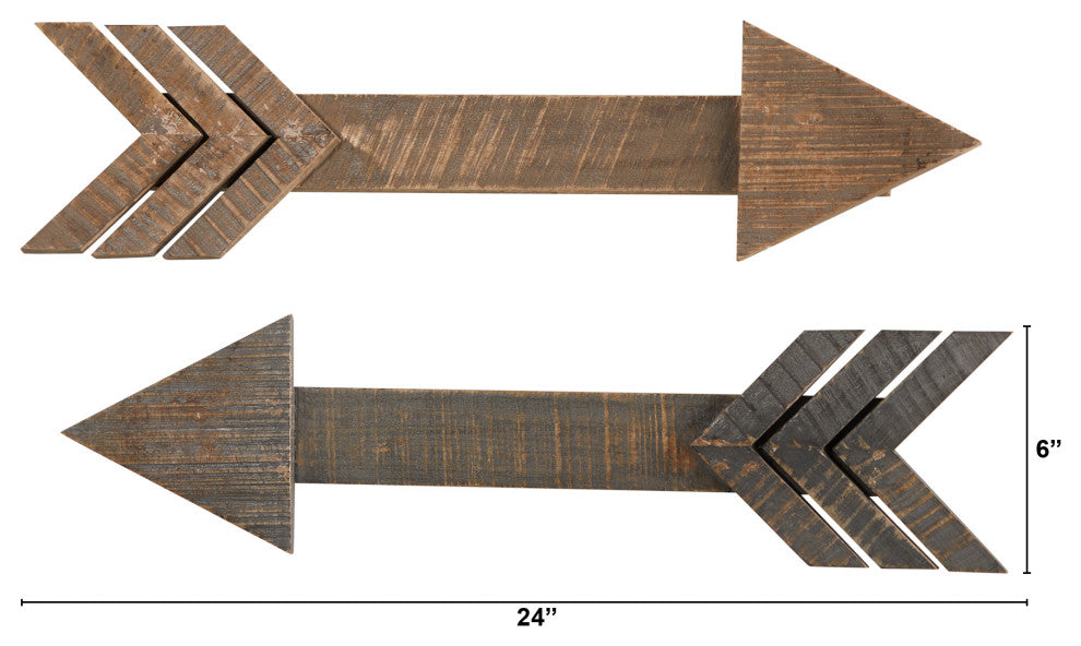 Nearly Natural 7102 2' Rustic Wood Arrows Wall Art Decor, 2-Piece Set
