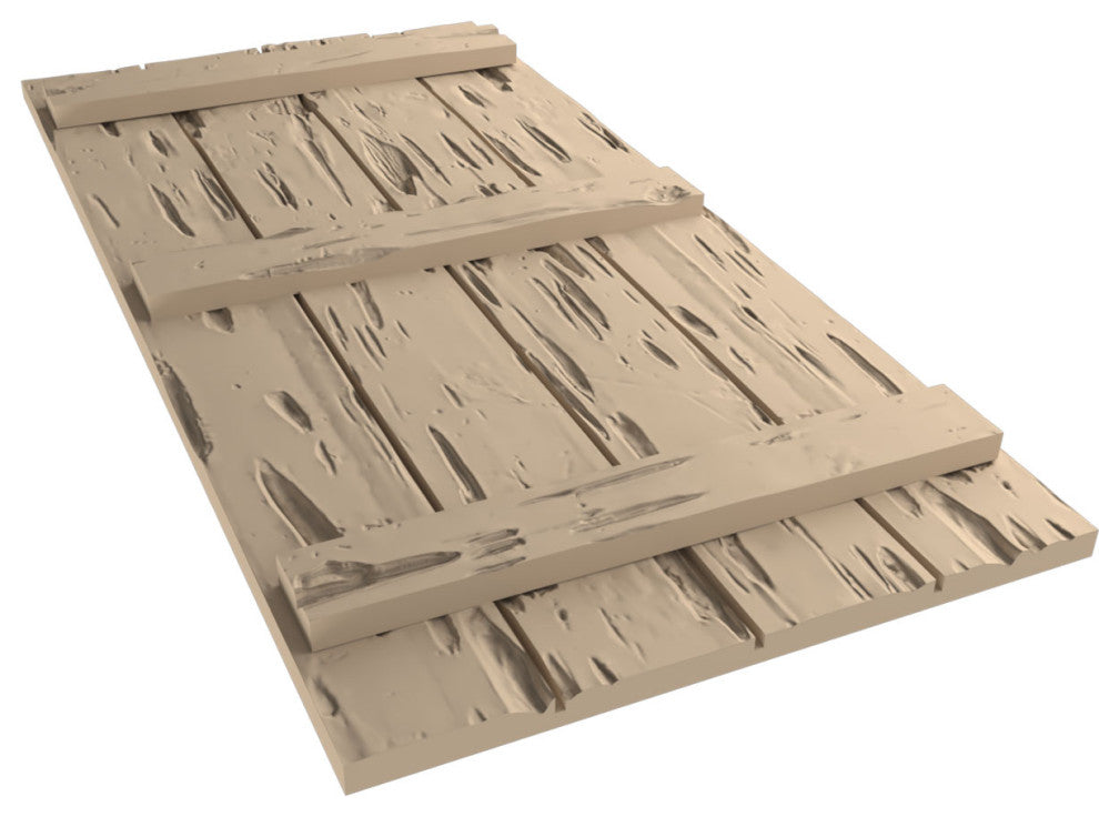 Rustic 4 Board Joined B-N-B Faux Wood Shutters, Pecky Cypress, 22x86"