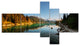 Snowy Path Along Mountain Lake, Landscape Canvas Art Print, 60"x32", 5 panels