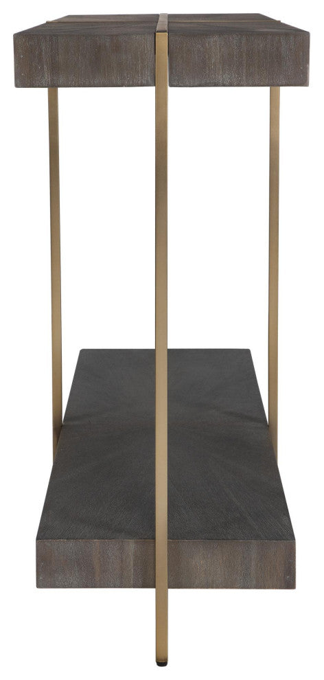 Uttermost 22972 Taja 48"W MDF and Stainless Steel Table - Brushed Brass / Light